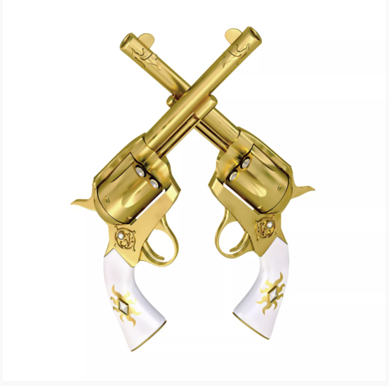 Two golden handguns