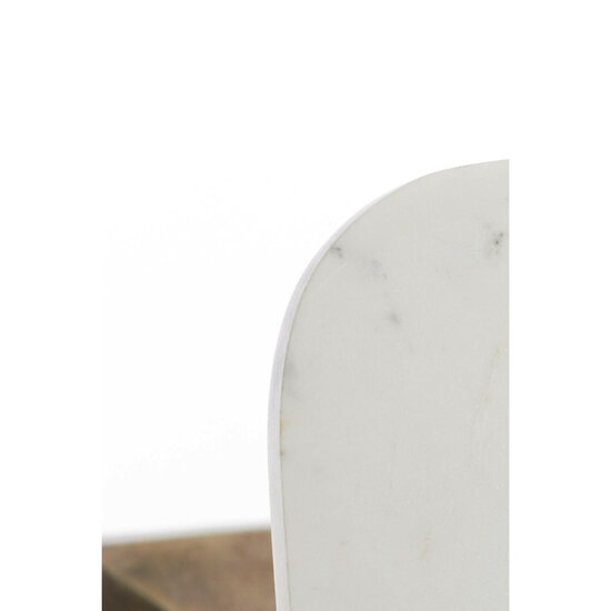 Bijzettafel RICKERD 55x55x45 wit marmer blad antiek brons voet