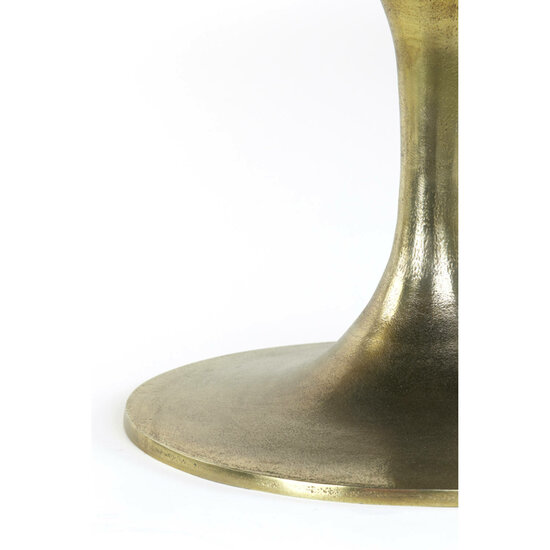 Salontafel RICKERD &Oslash;76x36cm geel agaat blad en antiek bronze voet