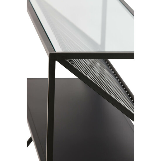 Wandtafel EZRA 120x40x80cm mat zwart en helder glas